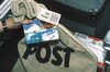 Postsack mit Brief und Ansichtskarten