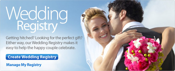 Happy couple with wedding gifts from Wedding Registry