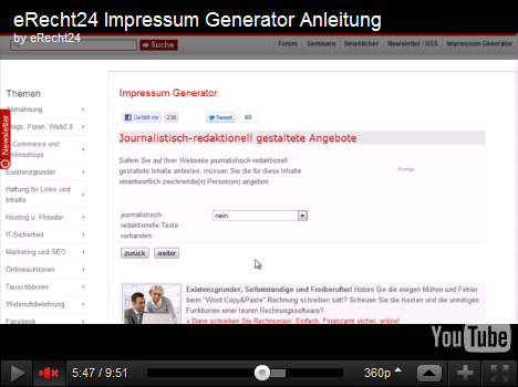 Video-Anleitung zum Impressum-Generator
