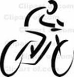 Silhouette of Person Riding a Bicycle clipart