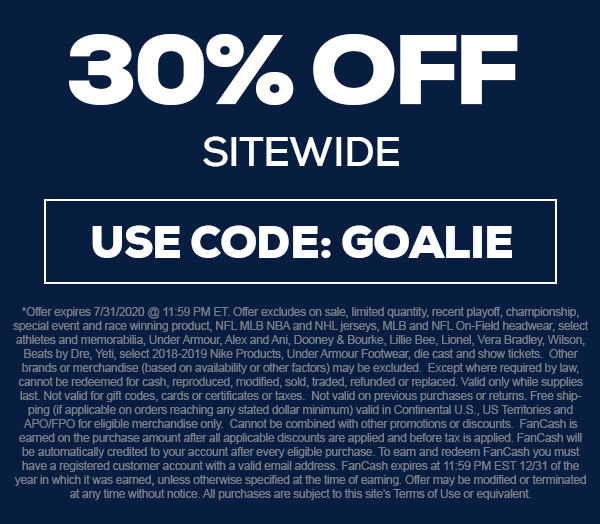 24 Hours Only! 30% Off Sitewide Use Code:       GOALIE