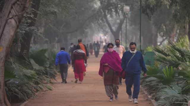 Morning walkers out on a cold morning at Green Park in New Delhi on November 6. The Supreme Court meanwhile, asked the Centre on November 6 to ensure there is no smog in Delhi-NCR when it was informed that the Commission on Air Quality Management had been constituted and begun functioning, a day after the AQI stood at 450 in the “severe” category, the season’s worst so far.